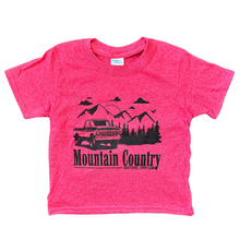 Load image into Gallery viewer, red t-shirt with black graphic design on a white background
