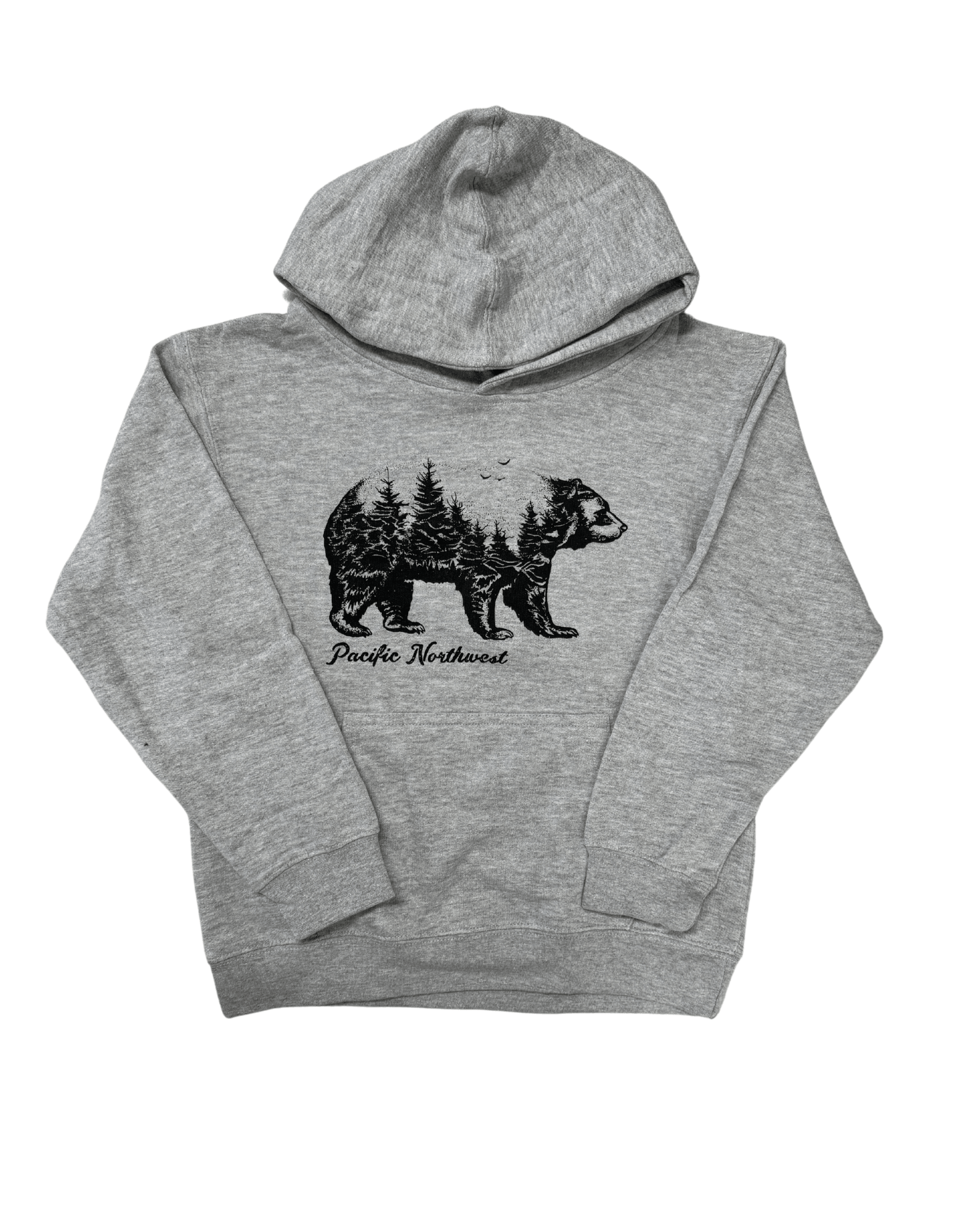 PNW Bear Kids Hoodie M Athletic Heather Grey Youth Hoodie